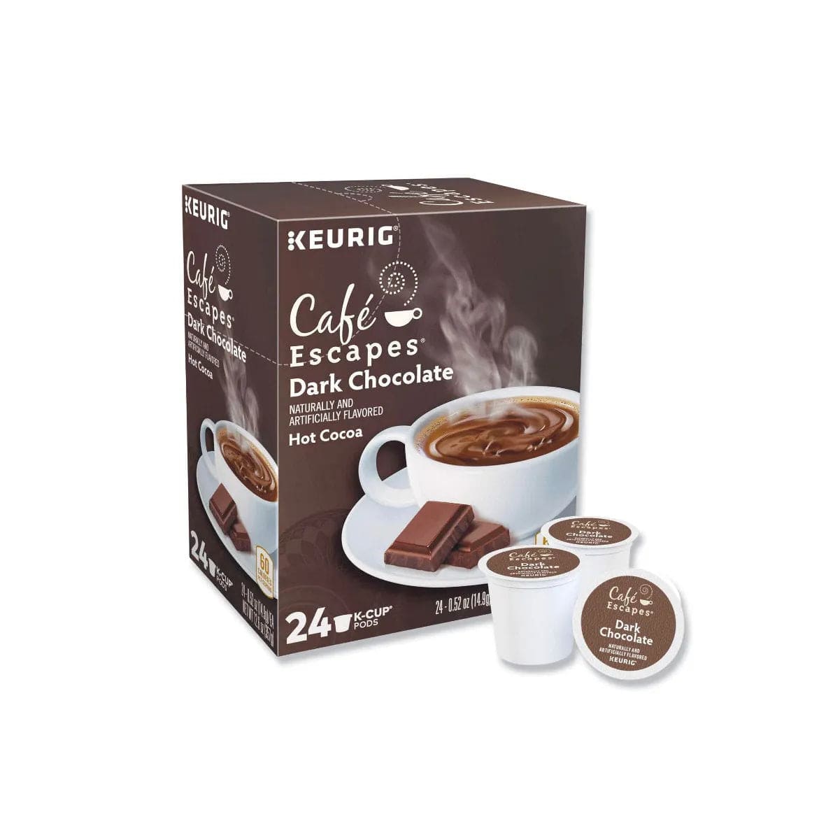 Cafe Escapes Dark Chocolate Hot Cocoa K-Cup® Recyclable Pods (Box of 24) K-Cups Cafe Escapes