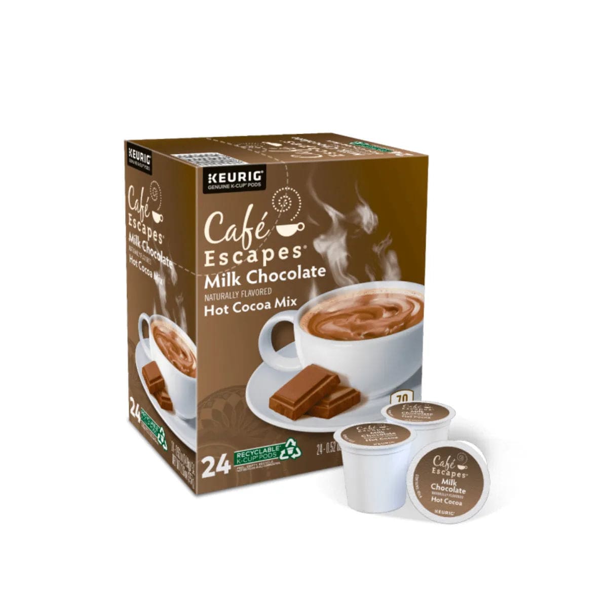 Cafe Escapes Hot Milk Chocolate Cocoa K-Cup® Pods (Box of 24) K-Cups Cafe Escapes