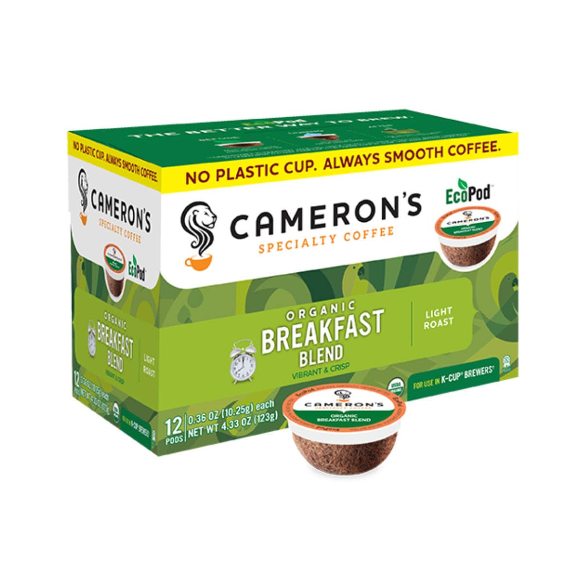 Cameron's Organic Breakfast Blend Single-Serve Eco Coffee Pods (Case of 72) K-Cups Cameron's