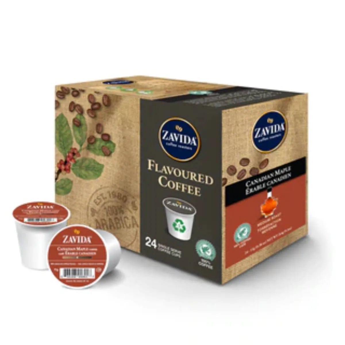 Zavida Canadian Maple Single-Serve Coffee Pods (Box of 24) K-Cups Zavida