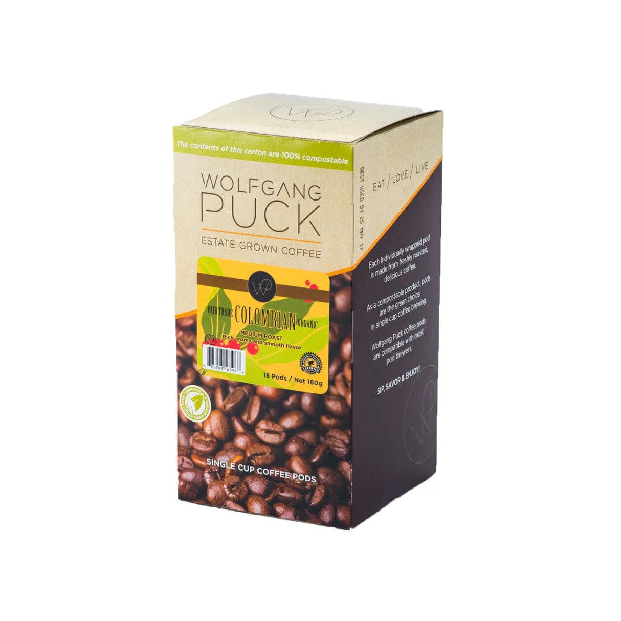 Wolfgang Puck Fair Trade Organic Colombian Pods Soft Coffee Pods Wolfgang Puck