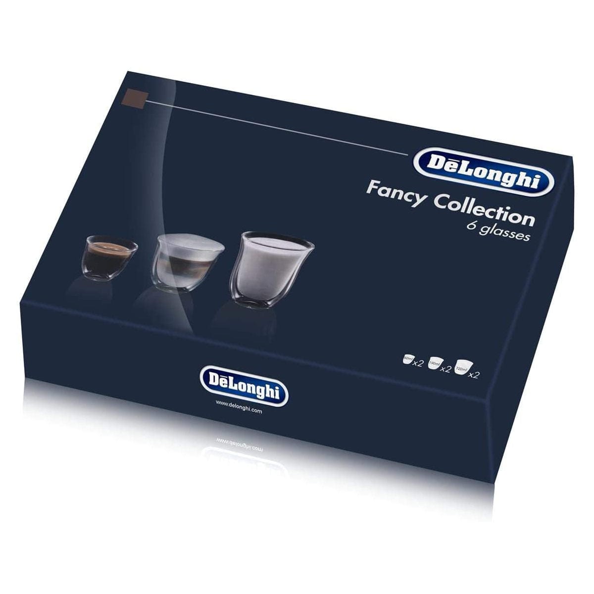 De'Longhi Fancy Glass Collection Double Walled Glassware Bundle (2x Espresso, 2x Cappuccino, 2x Latte) DLSC302 Kitchenware DeLonghi