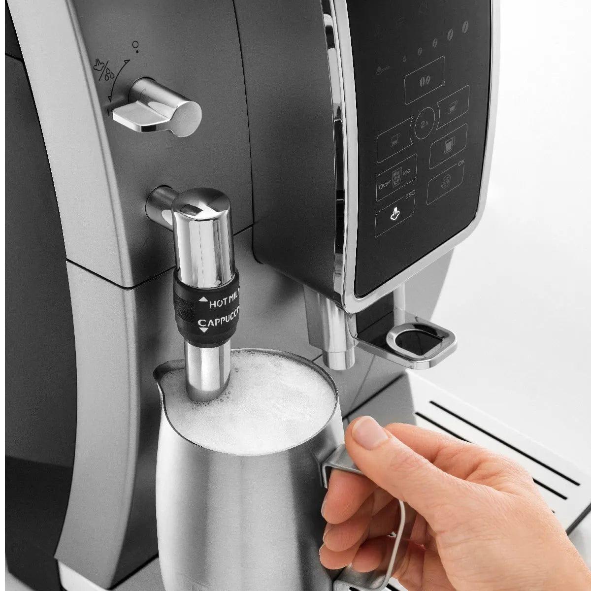 De'Longhi Dinamica With Adjustable Frothing Wand Super Automatic Espresso & Coffee Machine ECAM35025SB (Silver) Super Automatic Espresso Machine DeLonghi