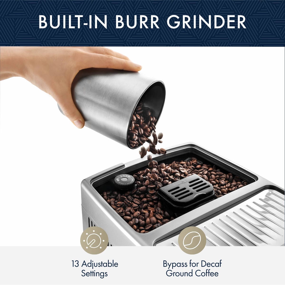 De'Longhi Dinamica LatteCrema Super Automatic Espresso & Cappuccino Machine ECAM35075SI (Silver) Super Automatic Espresso Machine DeLonghi