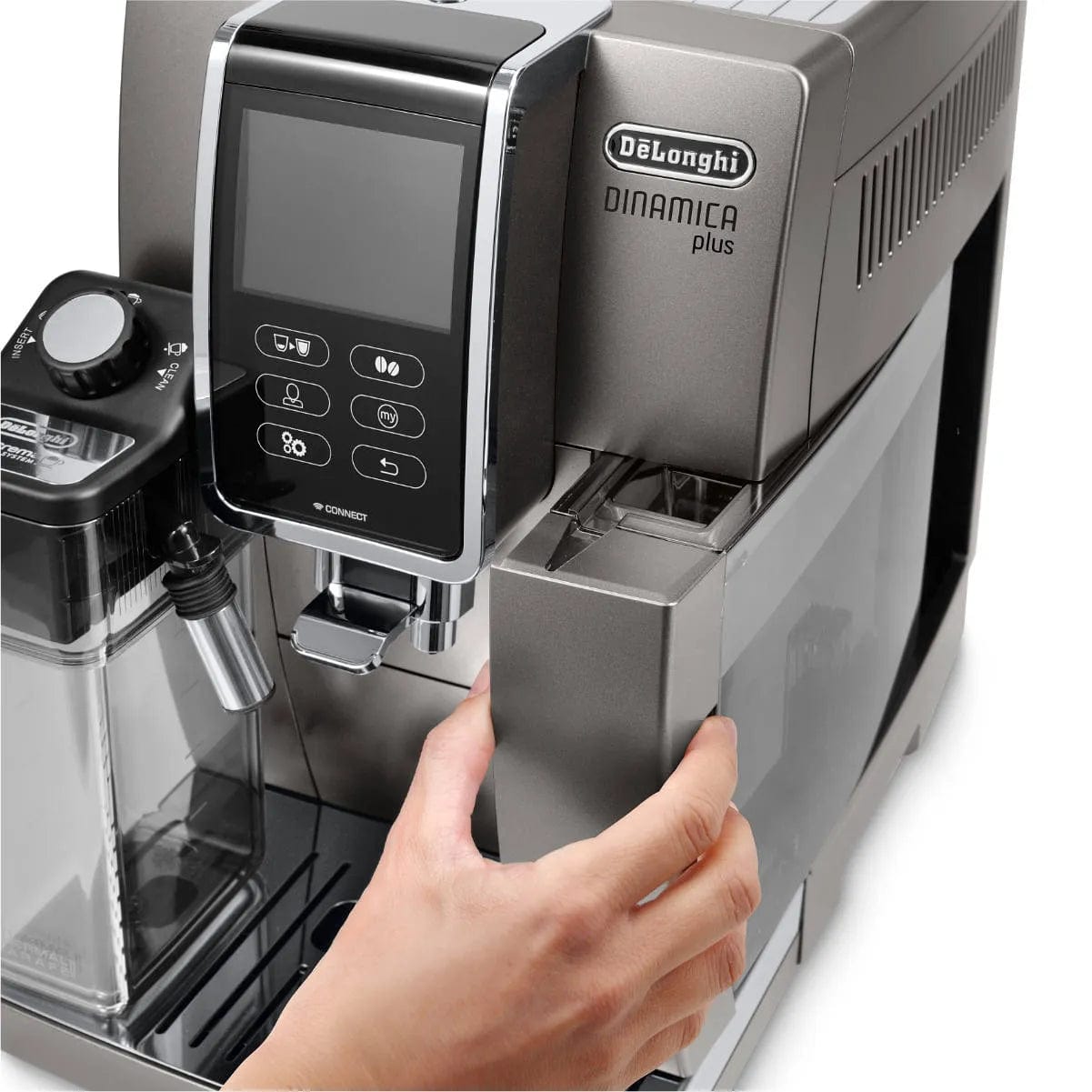 De'Longhi Dinamica PLUS Lattecrema, Super Automatic Espresso & Cappuccino Machine ECAM37095TI (Titanium) Super Automatic Espresso Machine DeLonghi