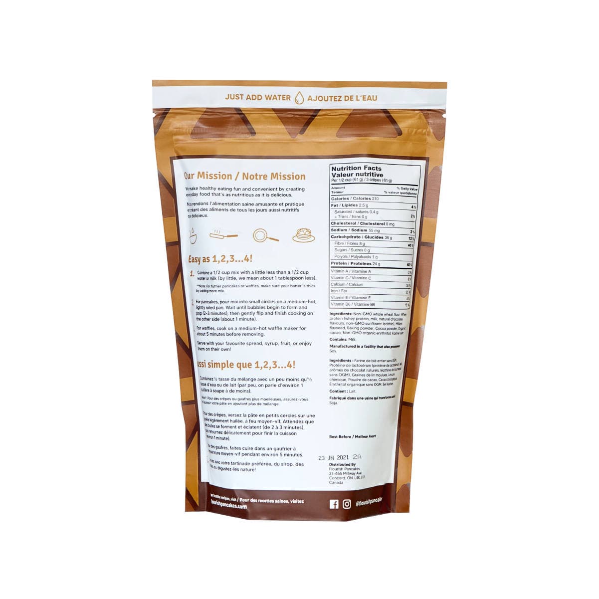 Flourish Chocolate Protein Pancake & Waffle Mix Snacks & Treats Flourish