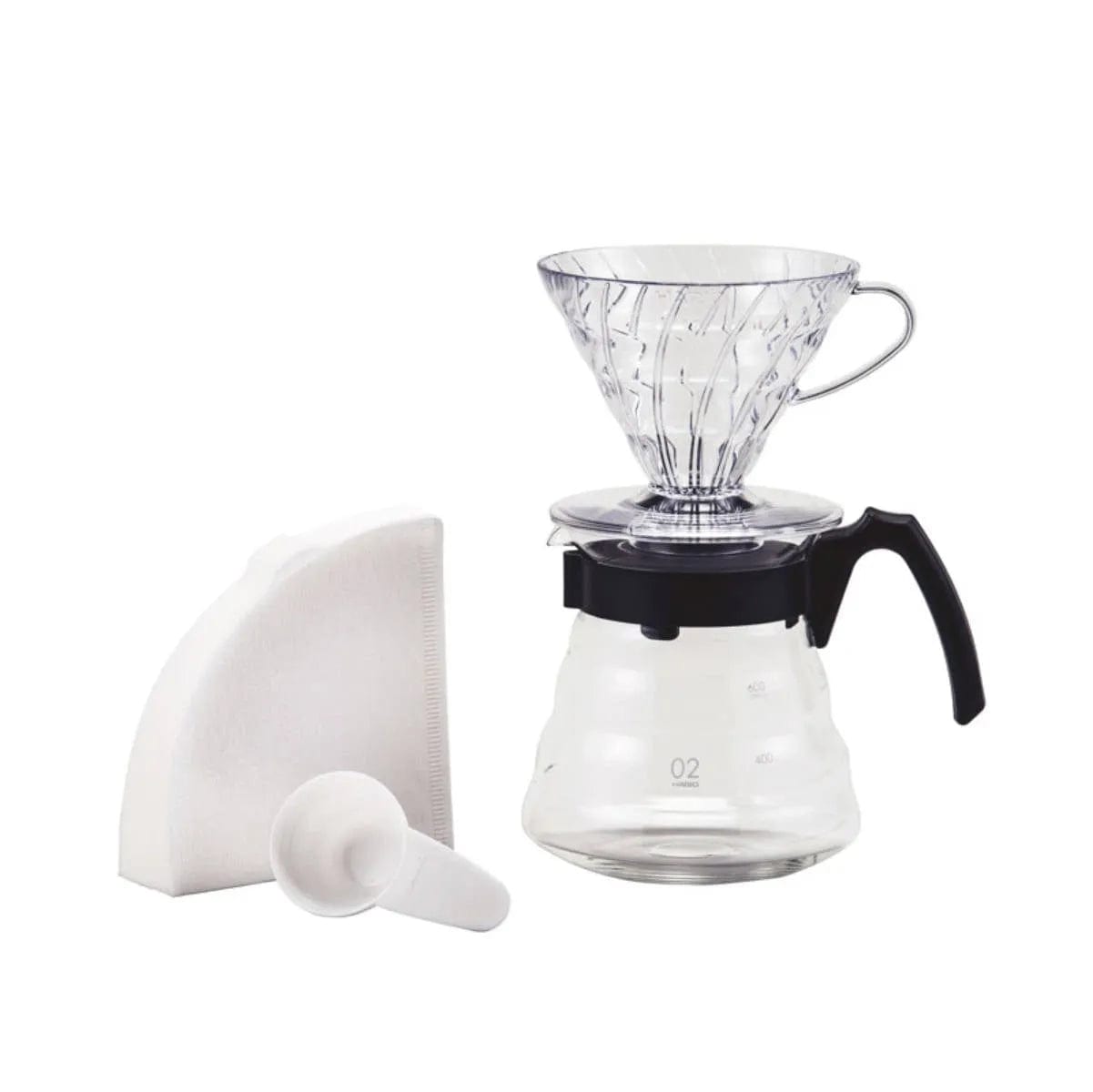 Hario V60-02 Pourover Craft Coffee Maker Kit (Black) Pour Over Equipment Hario