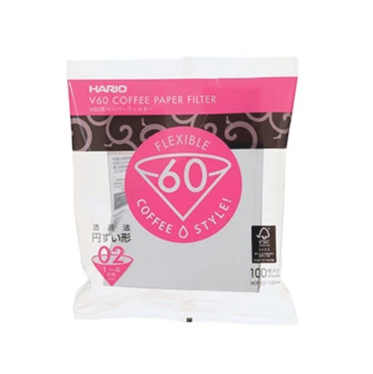 Hario V60 White Tabbed Paper Coffee Filters Size 02 (100 Count) Pour Over Equipment Hario