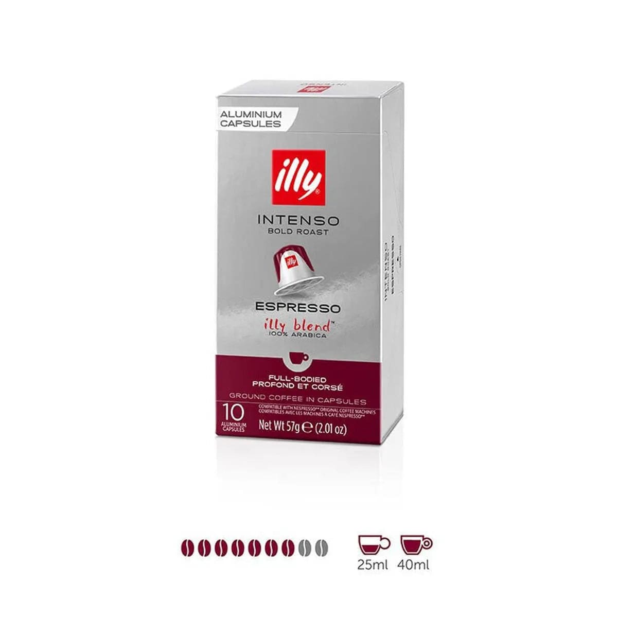 Illy Intenso Original Compatible Espresso Coffee Capsules (Box of 10) Nespresso Compatible Capsules Illy