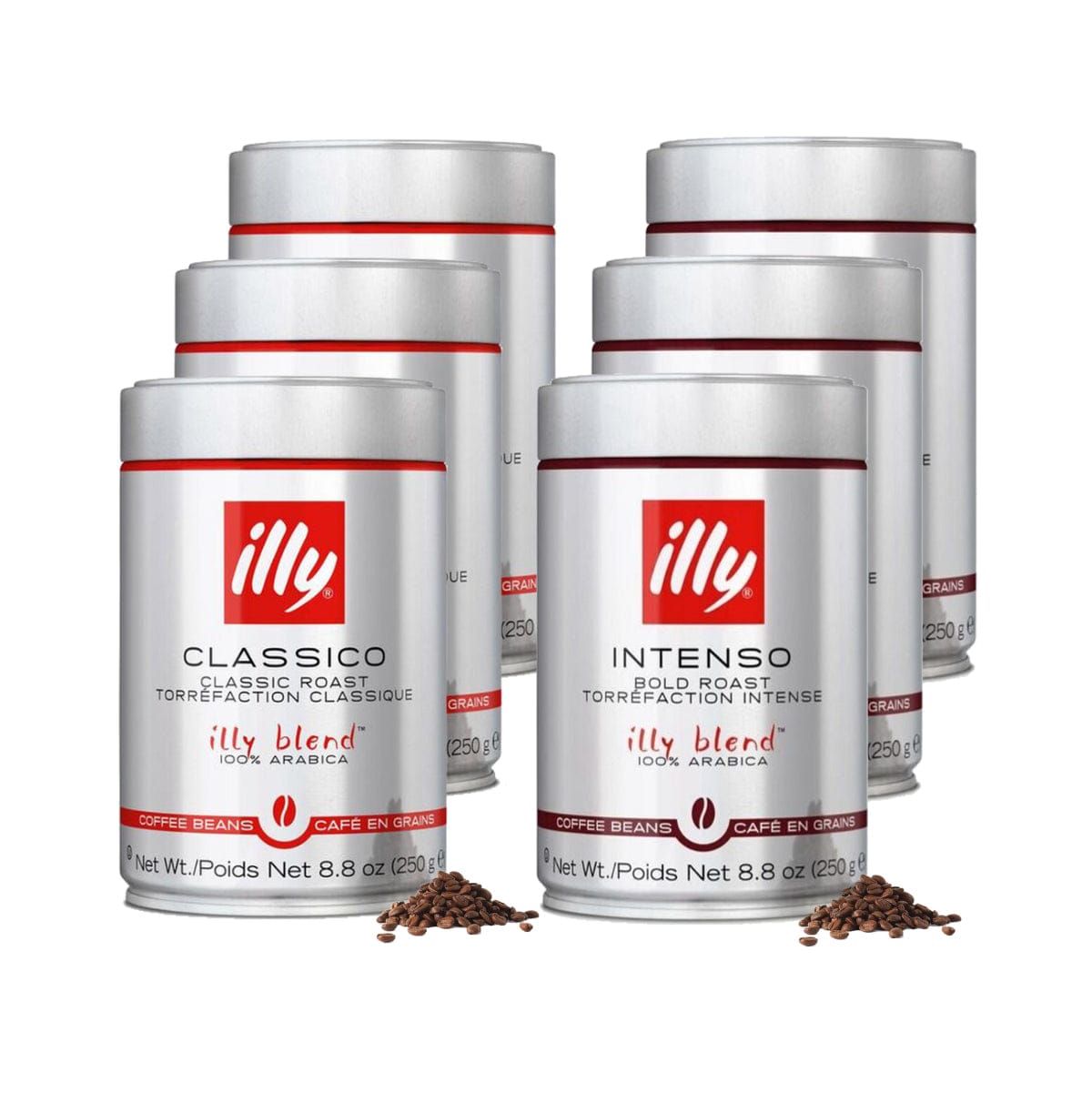 Illy Whole Bean Coffee Variety Pack (Case of 6 Classico and Intenso) Whole Bean Coffee Illy