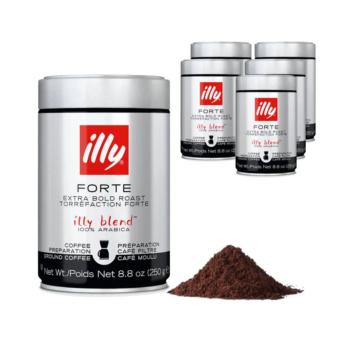 Illy Forte Extra Bold Filtro Coffee Grounds (Case of 6) Ground Coffee Illy