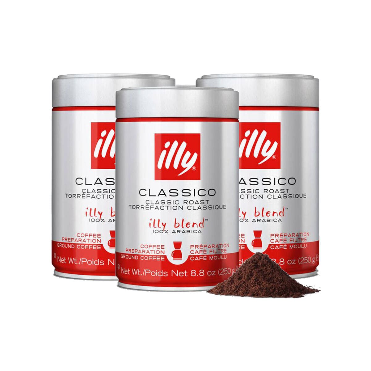 Illy Classico Medium Filtro Coffee Grounds (Case of 3) Ground Coffee Illy