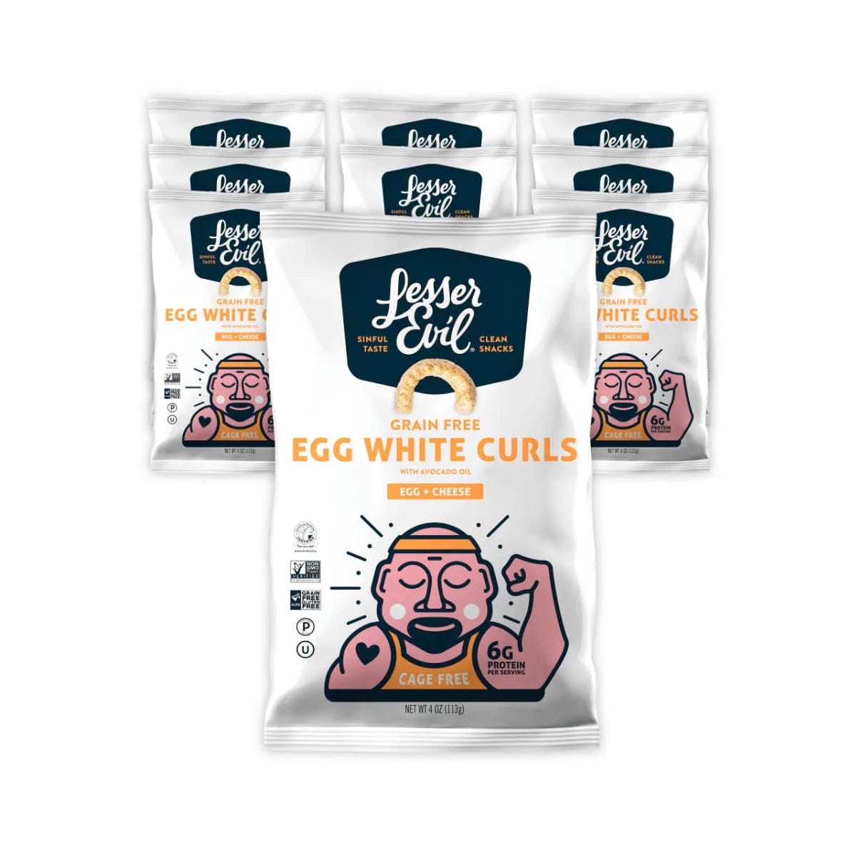 LesserEvil Egg + Cheese Grain-Free Egg White Curls 4oz (Case of 9 Bags) Snacks & Treats LesserEvil