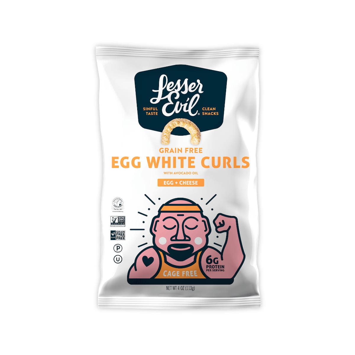 LesserEvil Egg + Cheese Grain-Free Egg White Curls 4oz (Case of 9 Bags) Snacks & Treats LesserEvil