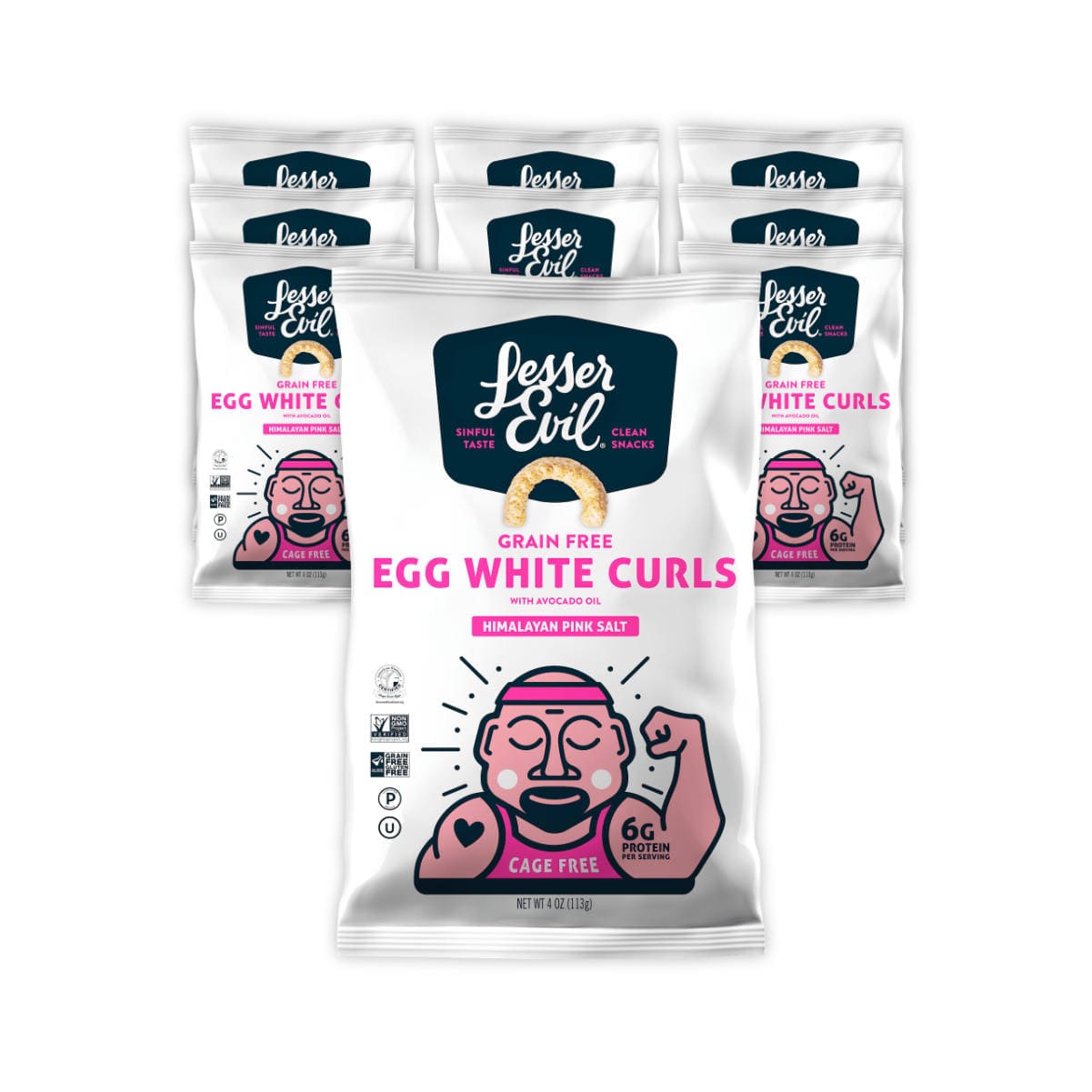 LesserEvil Himalayan Pink Salt Grain-Free Egg White Curls 4oz (Case of 9 Bags) Snacks & Treats LesserEvil