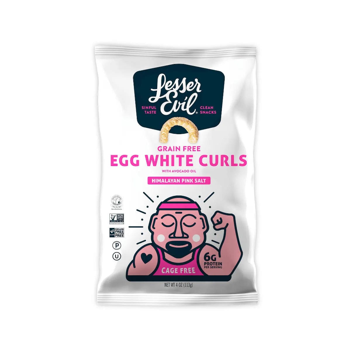 LesserEvil Himalayan Pink Salt Grain-Free Egg White Curls 4oz (Case of 9 Bags) Snacks & Treats LesserEvil