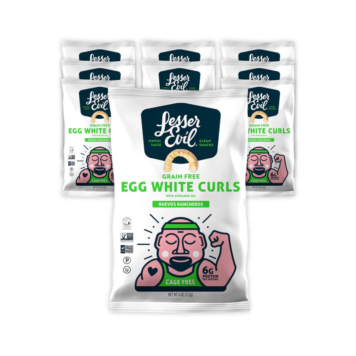 LesserEvil Huevos Rancheros Grain-Free Egg White Curls 4oz (Case of 9 Bags) Snacks & Treats LesserEvil