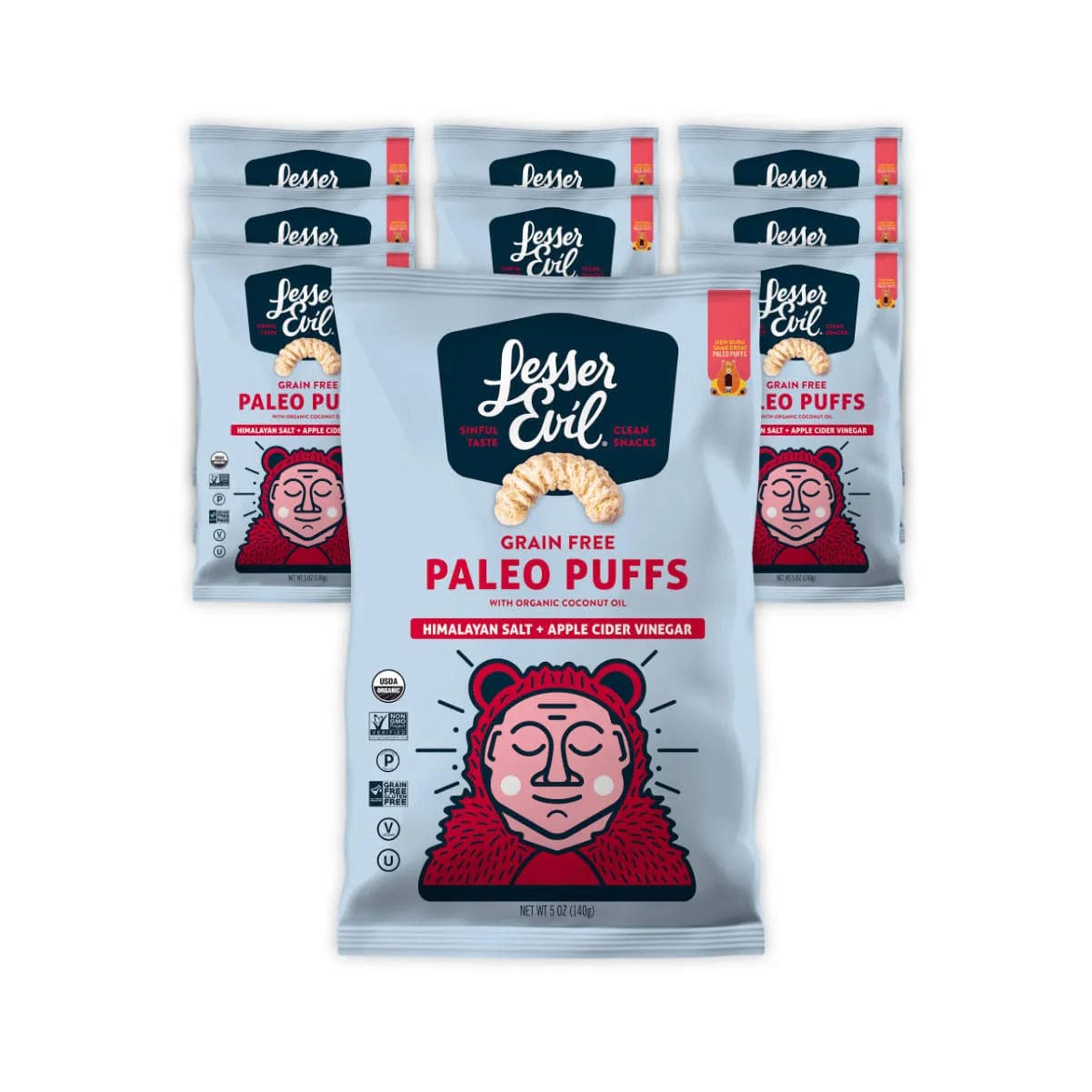 LesserEvil Himalayan Salt + Apple Cider Vinegar Paleo Puffs 5oz (Case of 9 Bags) Snacks & Treats LesserEvil