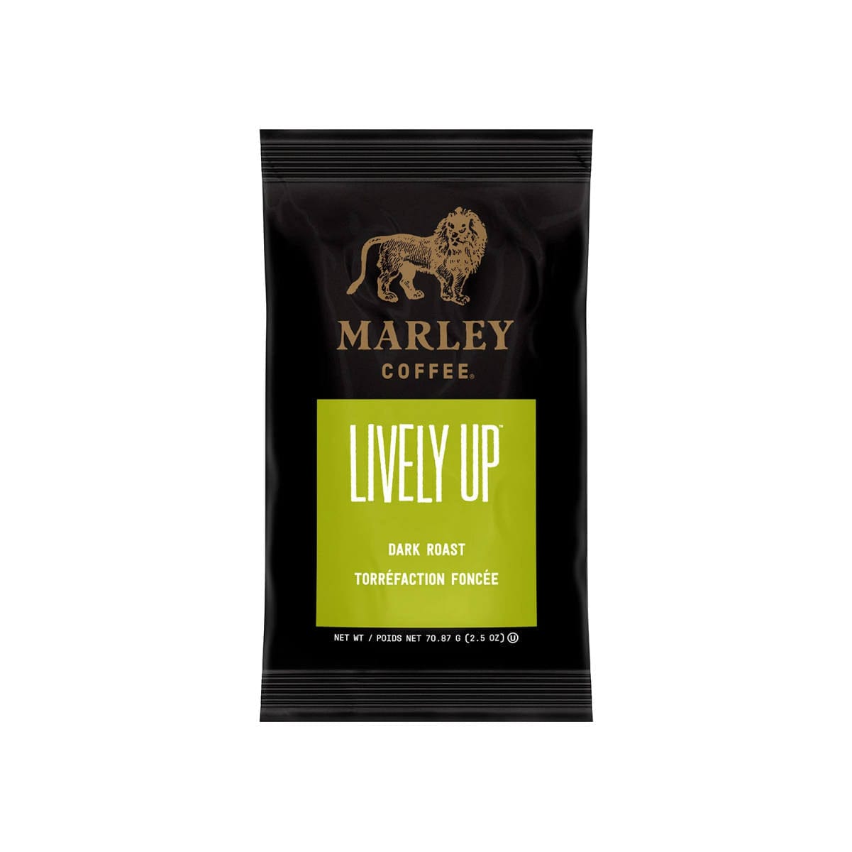 Marley Coffee Lively Up! Ground Coffee Packets (Box of 64 X 2.5oz) Fraction Pack Marley Coffee