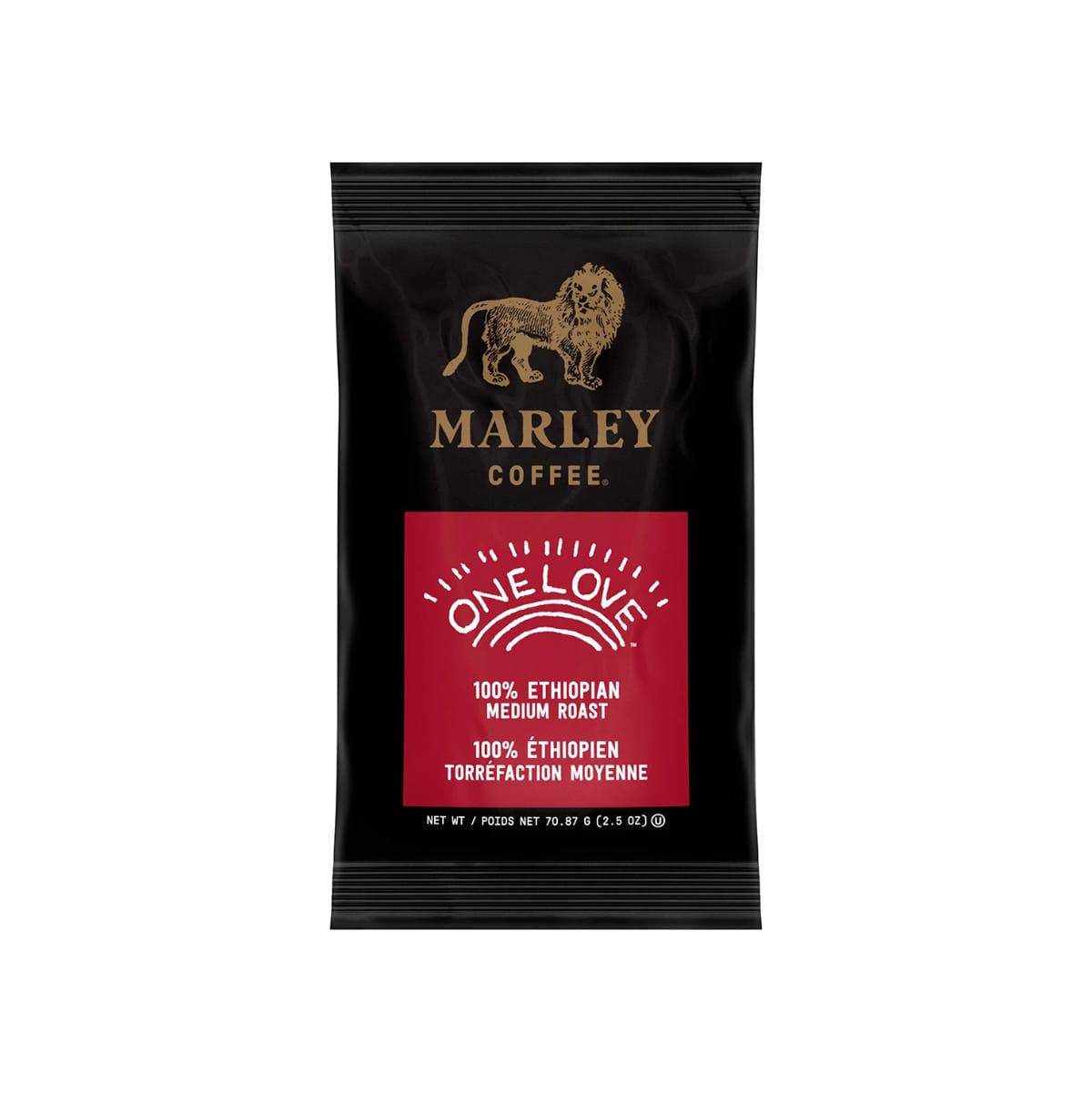 Marley Coffee One Love Ground Coffee Packets (Box of 64 X 2.5oz) Fraction Pack Marley Coffee