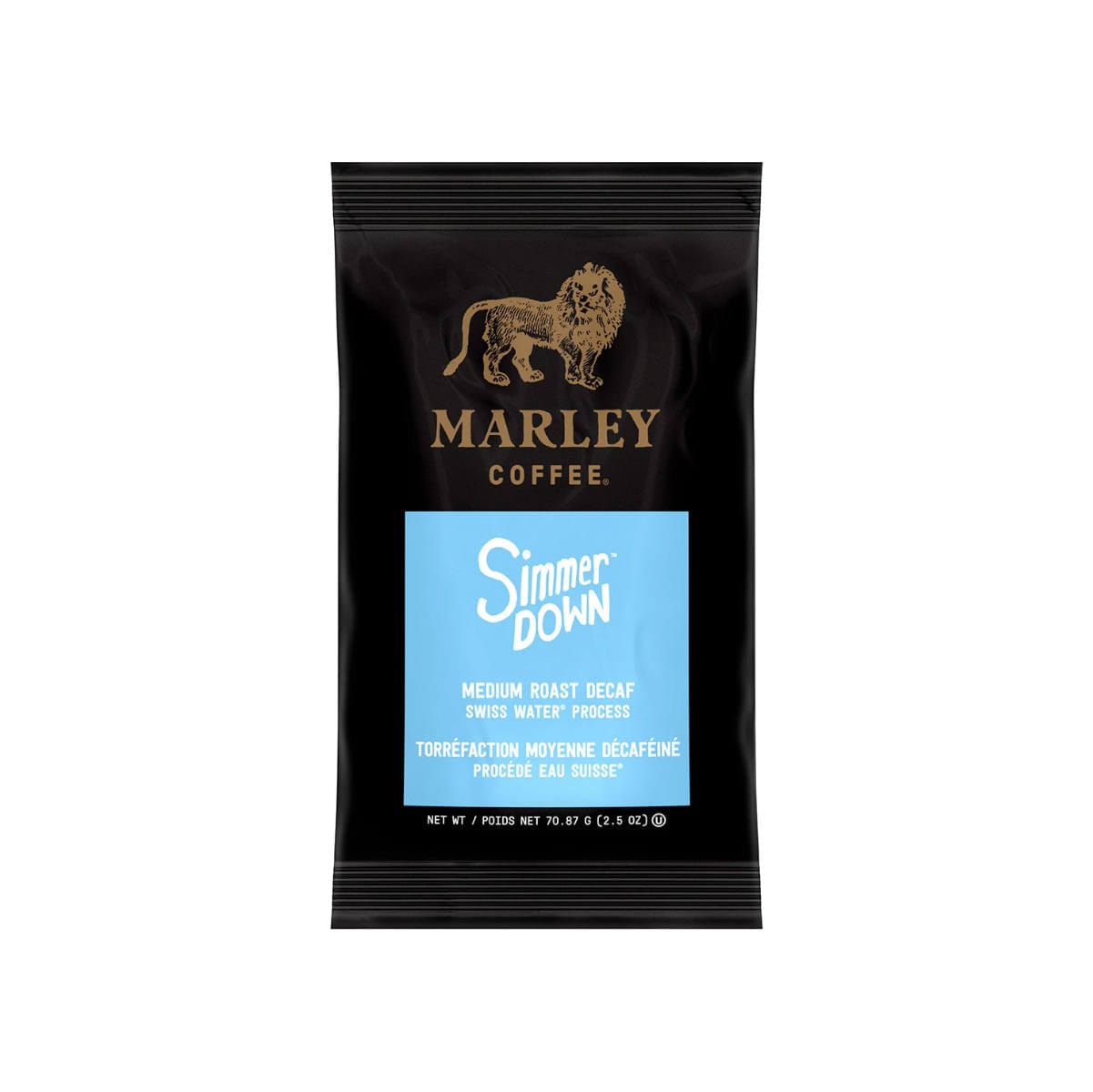Marley Coffee Simmer Down Decaf Ground Coffee Packets (Box of 64 X 2.5oz) Fraction Pack Marley Coffee