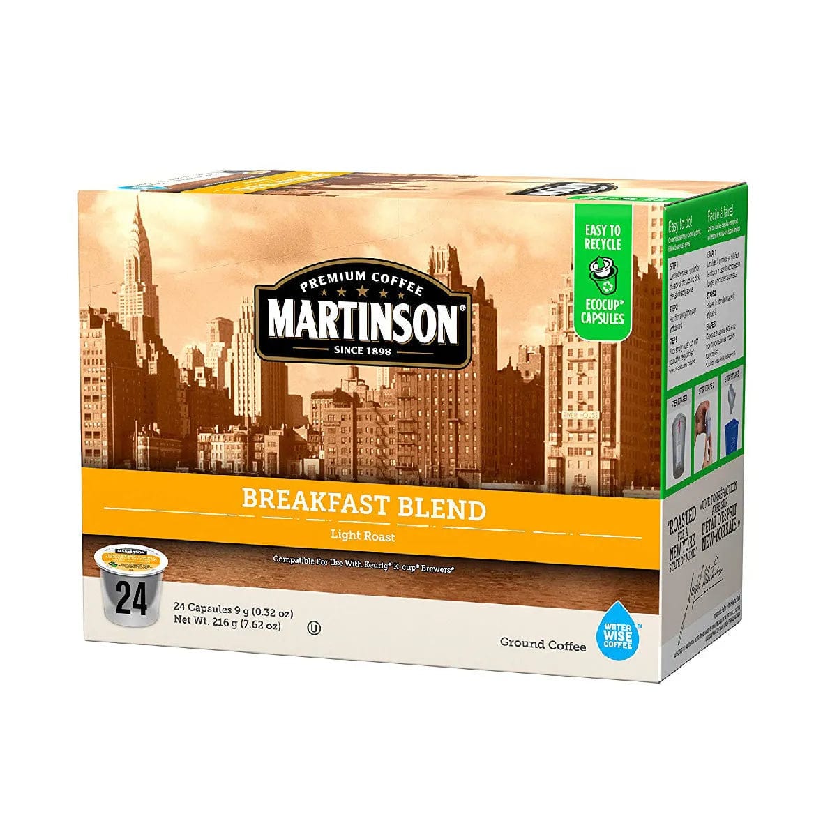 Martinson Coffee Breakfast Blend Single Serve Pods (Box of 24) K-Cups Martinson
