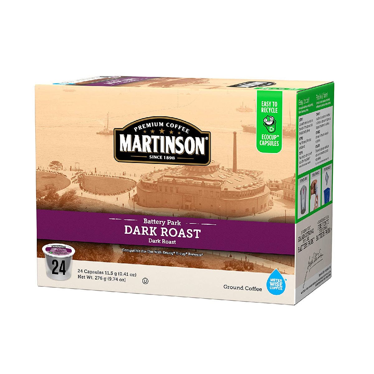 Martinson Coffee Dark Roast Single Serve Pods (Box of 24) K-Cups Martinson