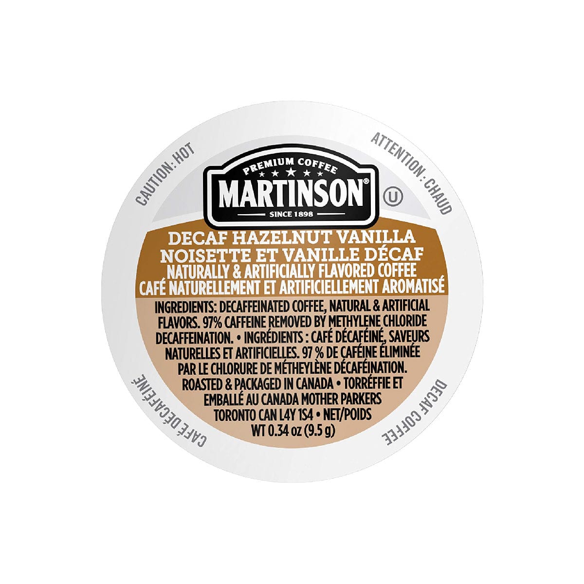Martinson Coffee Decaf Hazelnut Vanilla Single Serve Pods (Box of 24) K-Cups Martinson