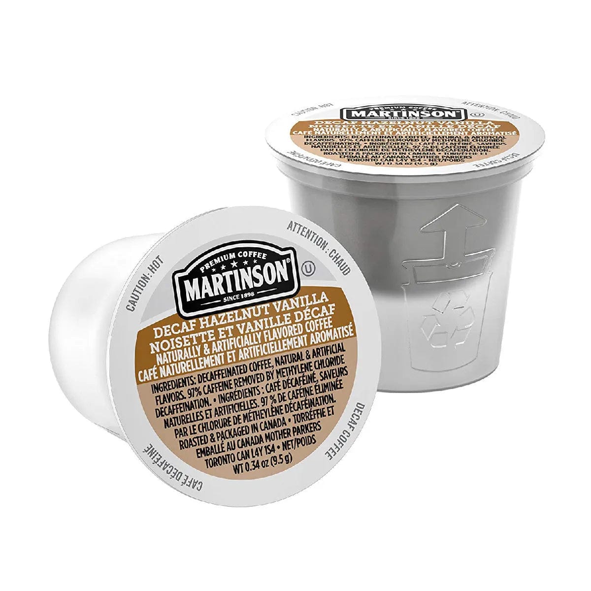 Martinson Coffee Decaf Hazelnut Vanilla Single Serve Pods (Box of 24) K-Cups Martinson
