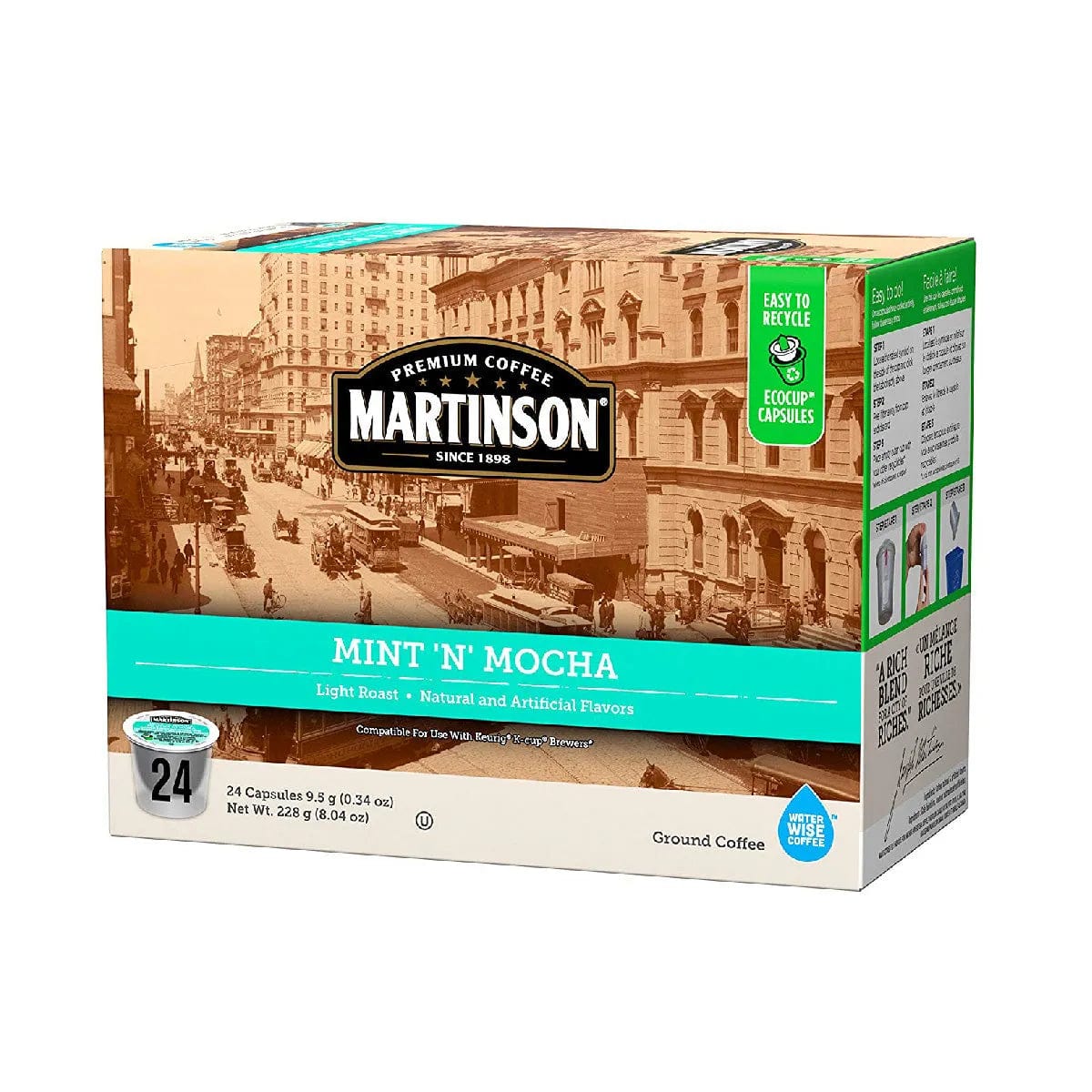 Martinson Coffee Mint N Mocha Single Serve Pods (Box of 24) K-Cups Martinson
