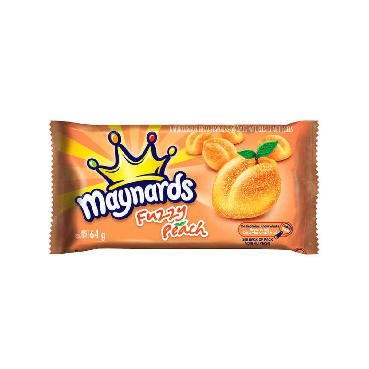 Maynards Fuzzy Peach Gummy Candy Bulk 64g Bags (Case of 18) Candy Maynards