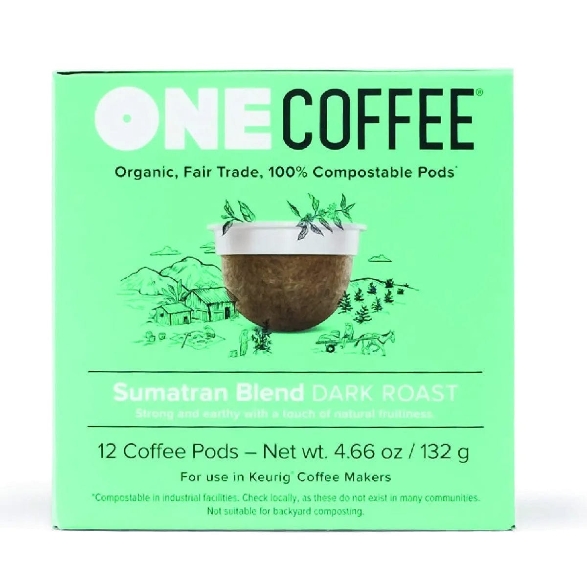 OneCoffee Sumatran Single-Serve Pods (Box of 18) K-Cups OneCoffee