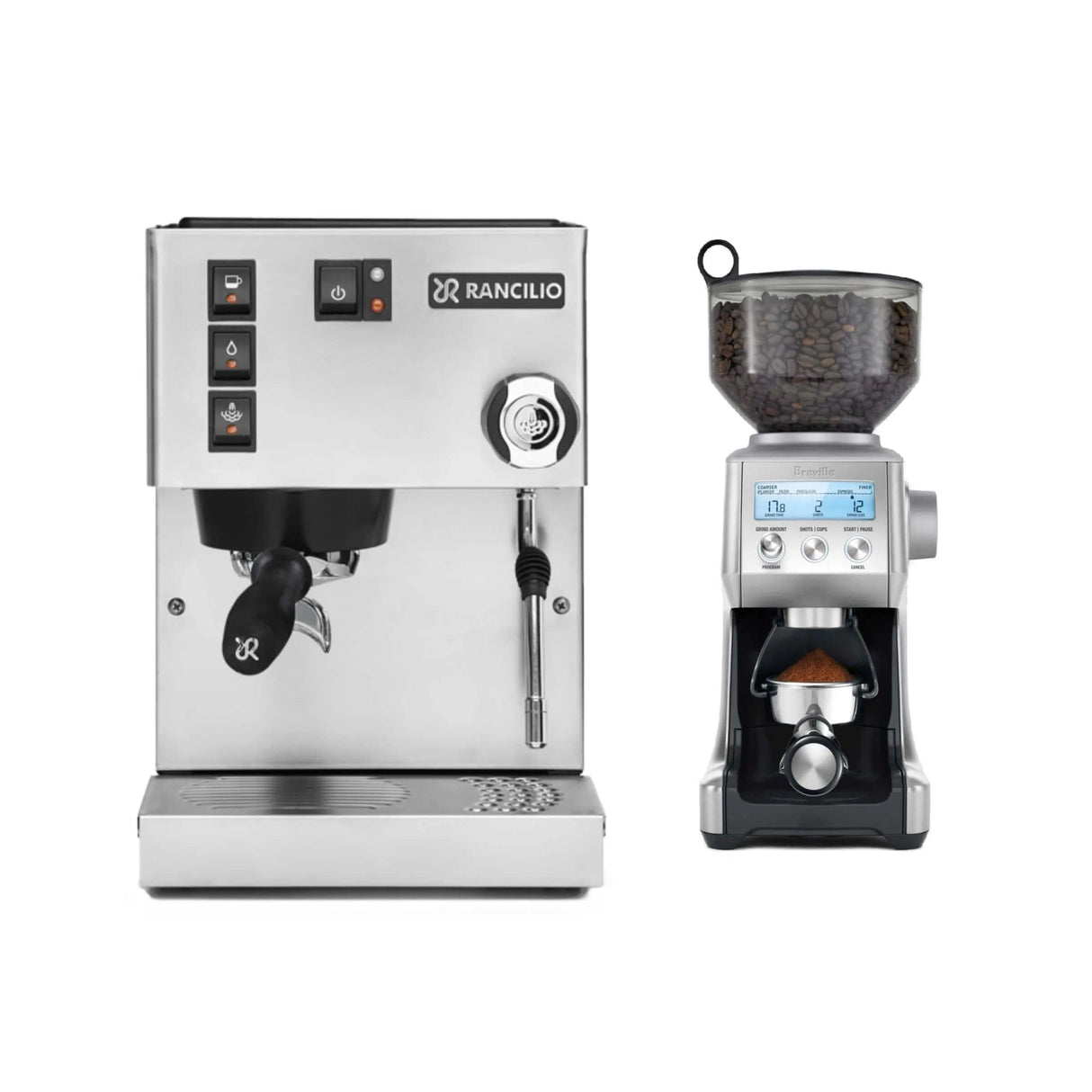 Rancilio Silvia M V6 Espresso Machine (Silver Stainless Steel) & Breville The Smart Grinder Pro Coffee Grinder Bundle Espresso Machine Rancilio