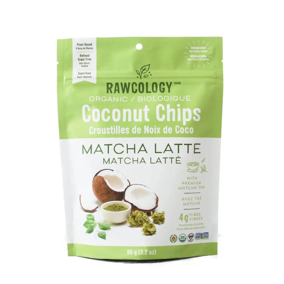 Rawcology Matcha Latte Coconut Chips 200g / 7oz (Case of 12 Bags) Snacks & Treats Rawcology