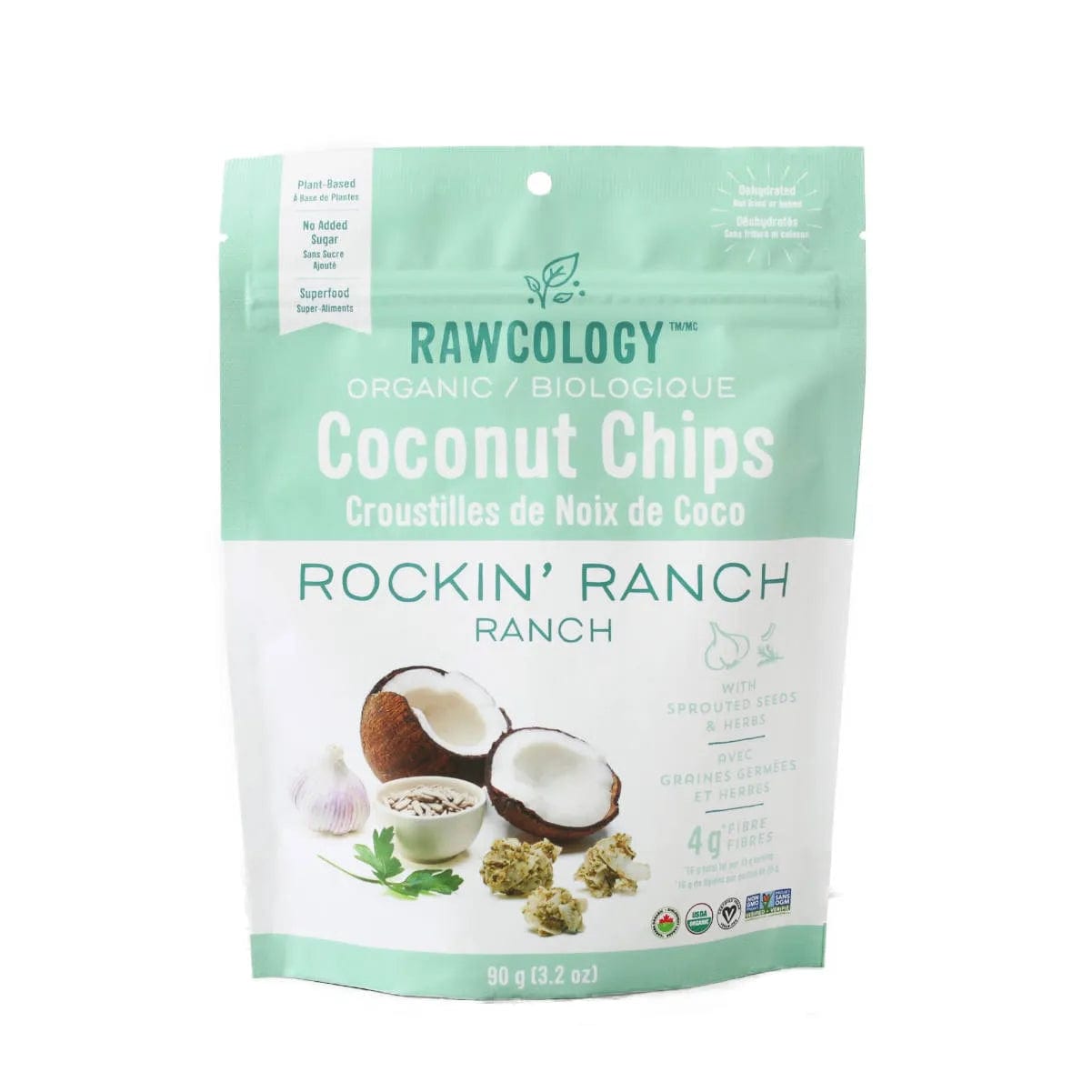Rawcology Rockin' Ranch Coconut Chips 200g / 7oz (Case of 12 Bags) Snacks & Treats Rawcology