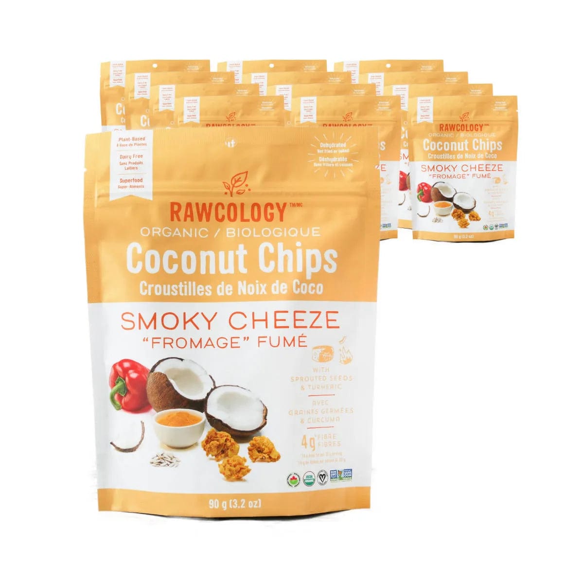 Rawcology Smoky Cheeze Coconut Chips 200g / 7oz (Case of 12 Bags) Snacks & Treats Rawcology