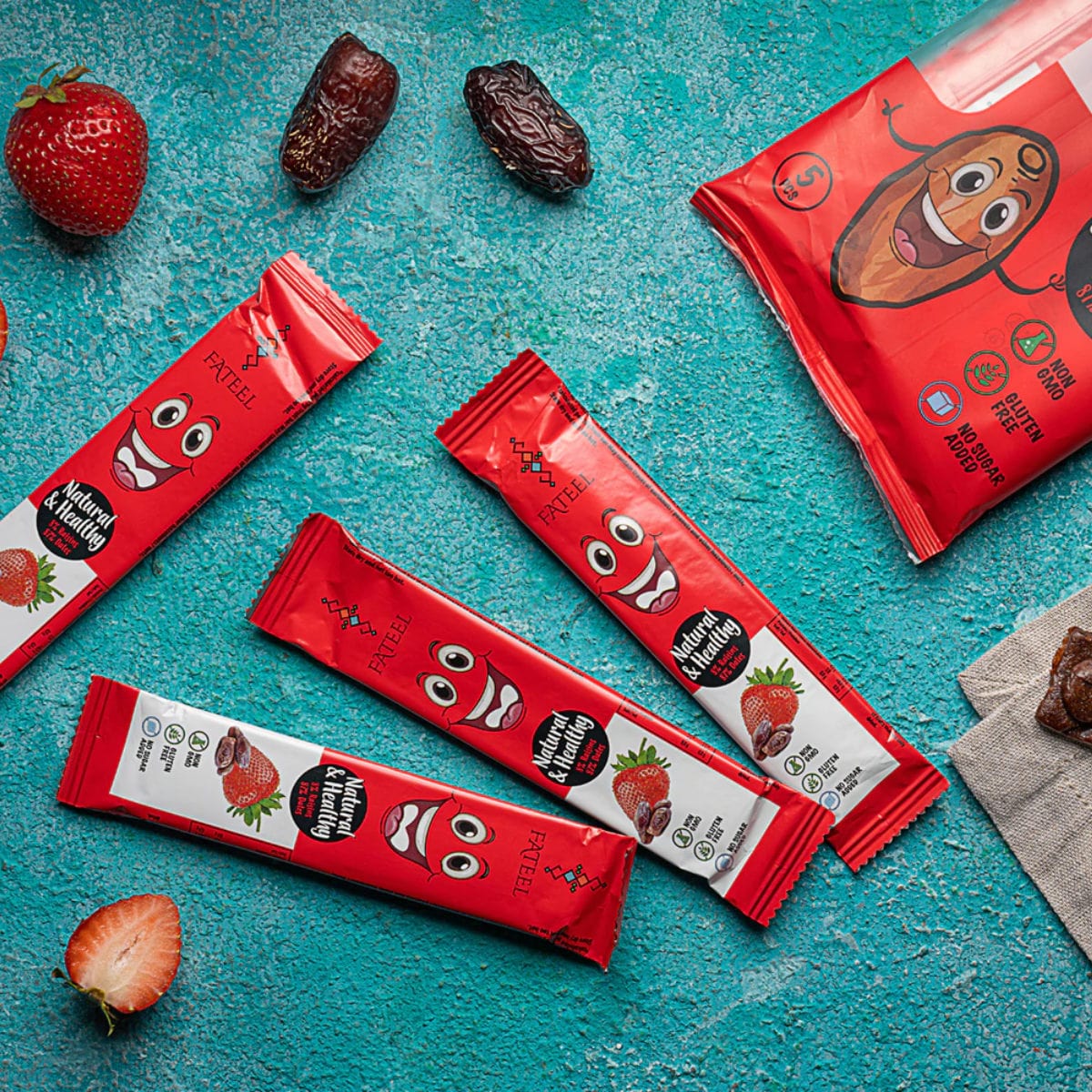 Fateel Healthy Fruit Bar Dates & Strawberry - 6 Bags Snacks & Treats Fateel