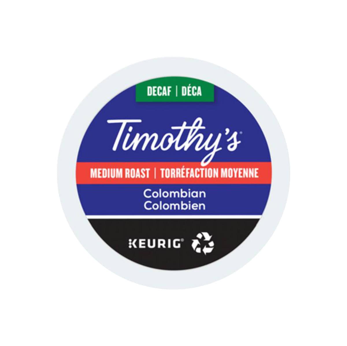 Timothy's Decaffeinated Colombian K-Cup® Recyclable Pods (Box of 24) K-Cups Timothy's