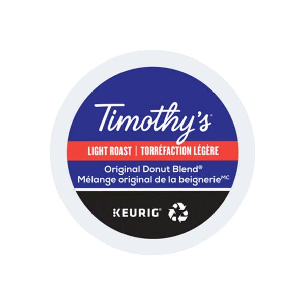 Timothy's Original Donut Shop Blend K-Cup® Recyclable Pods | Best Before Jan 19, 2024 (Box of 24)