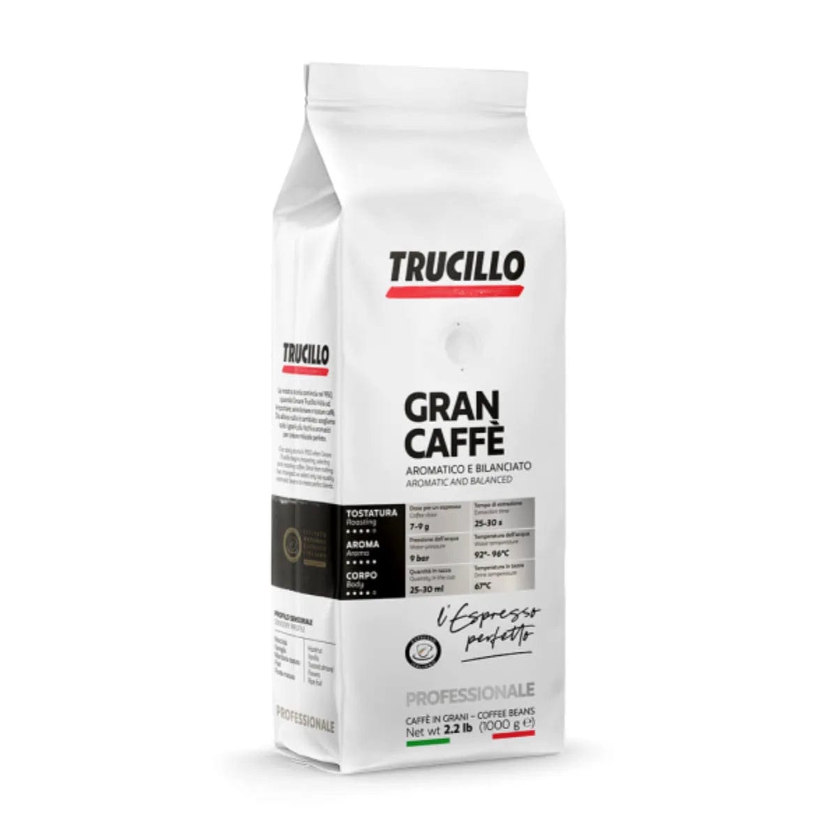 Trucillo Gran Caffe Espresso (1kg / 2.2lbs Bag of Whole Bean Coffee) Whole Bean Coffee Trucillo