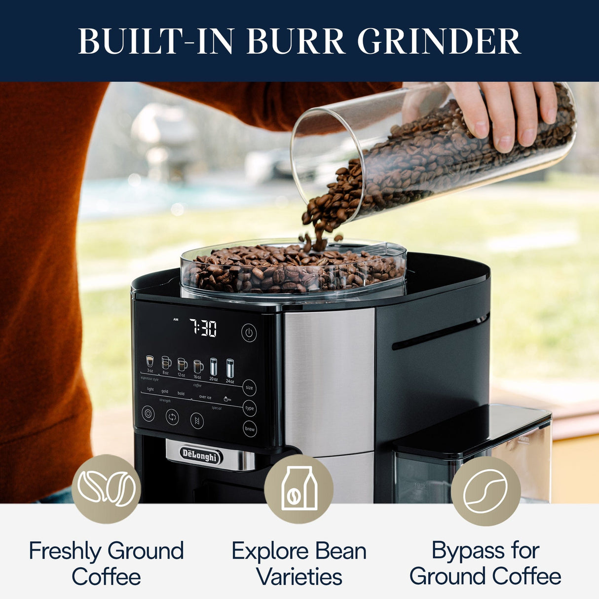 De'Longhi TrueBrew Fully Automatic Drip Coffee Machine CAM51025MB (Stainless Steel) Super Automatic Espresso Machine DeLonghi
