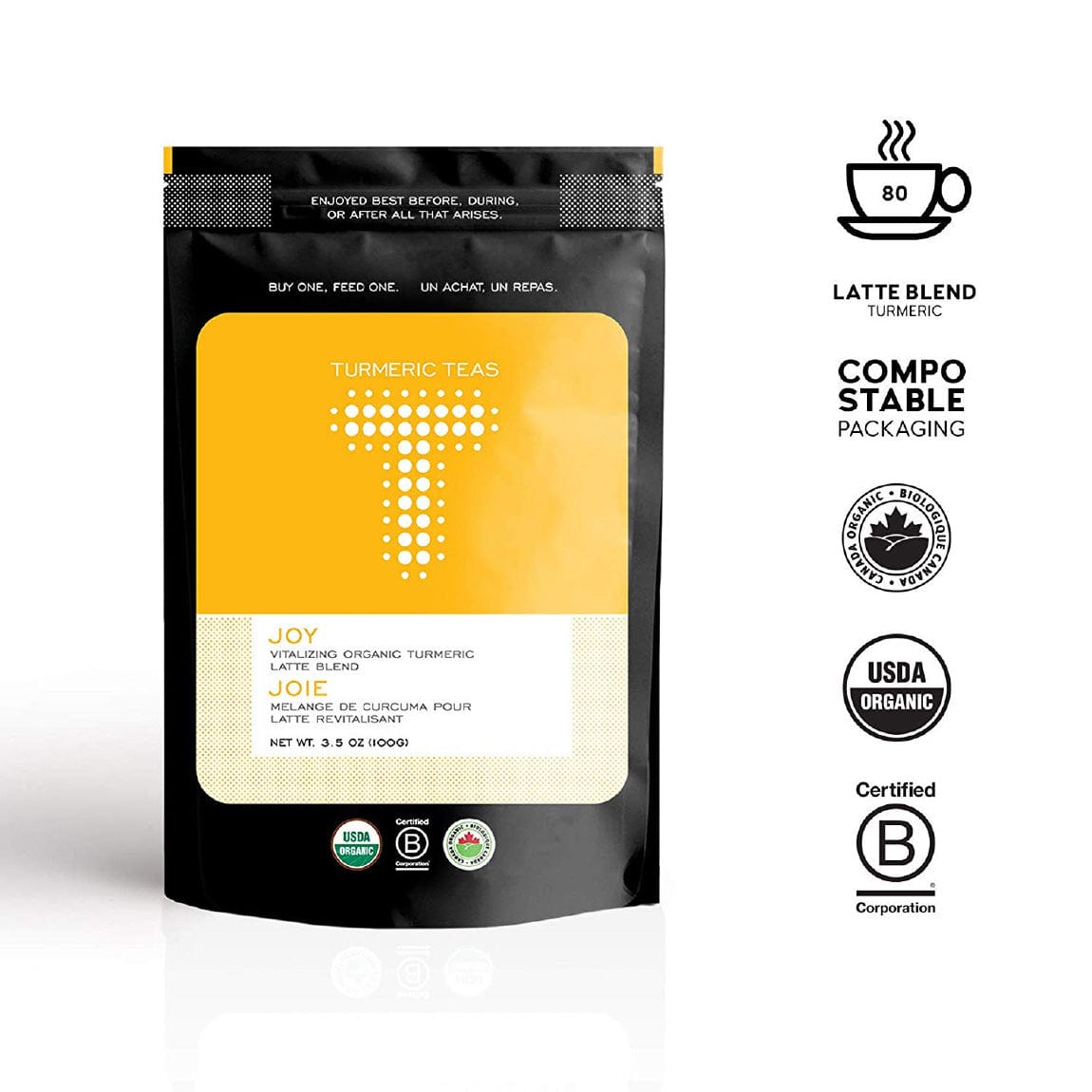 Turmeric Latte Joy Golden Milk Blend (Powder - 100g / 3.5oz) Loose Leaf Tea Turmeric Teas