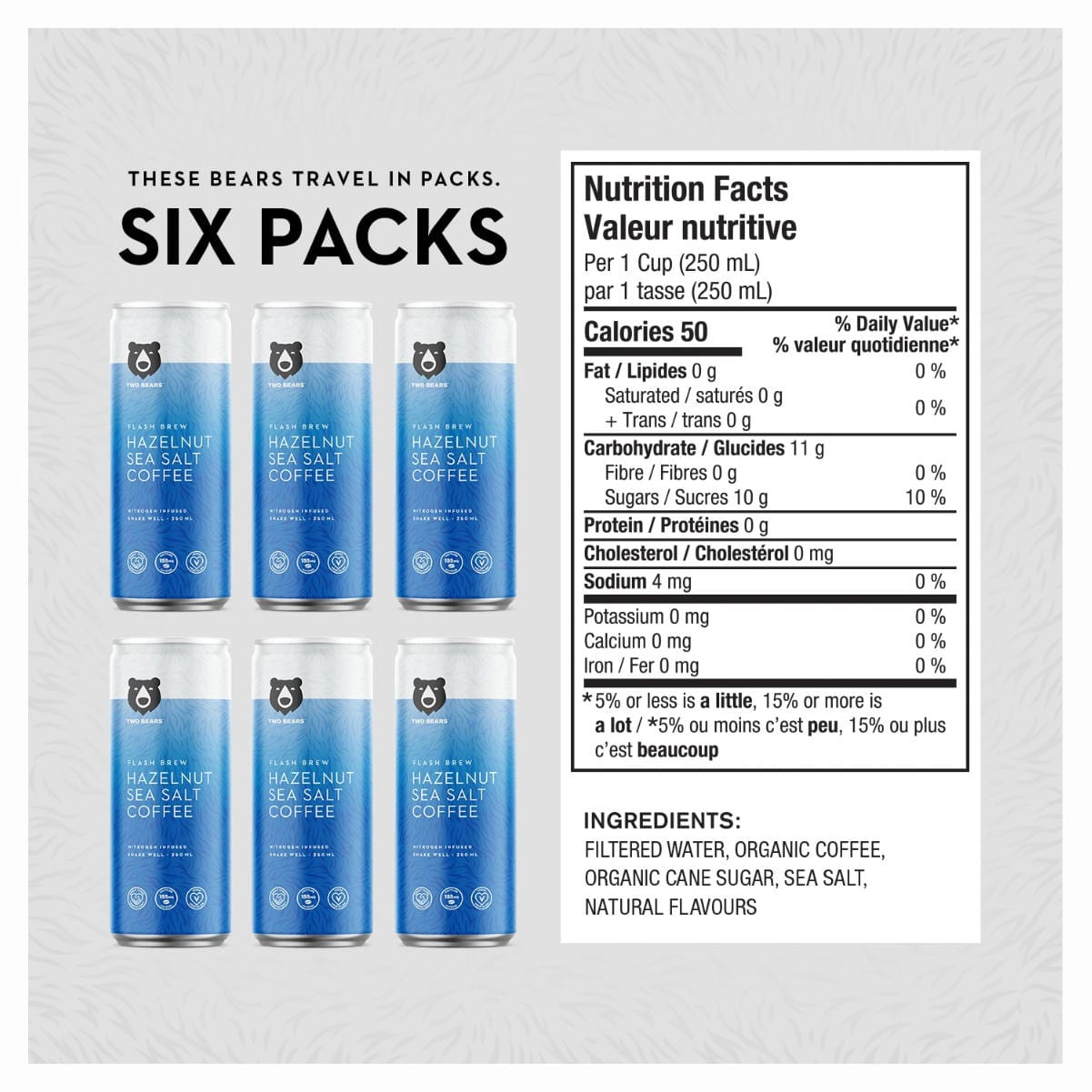 Two Bears Flash Brew Hazelnut Sea Salt (Case of 6 Cold Brew Cans) Beverages Two Bears