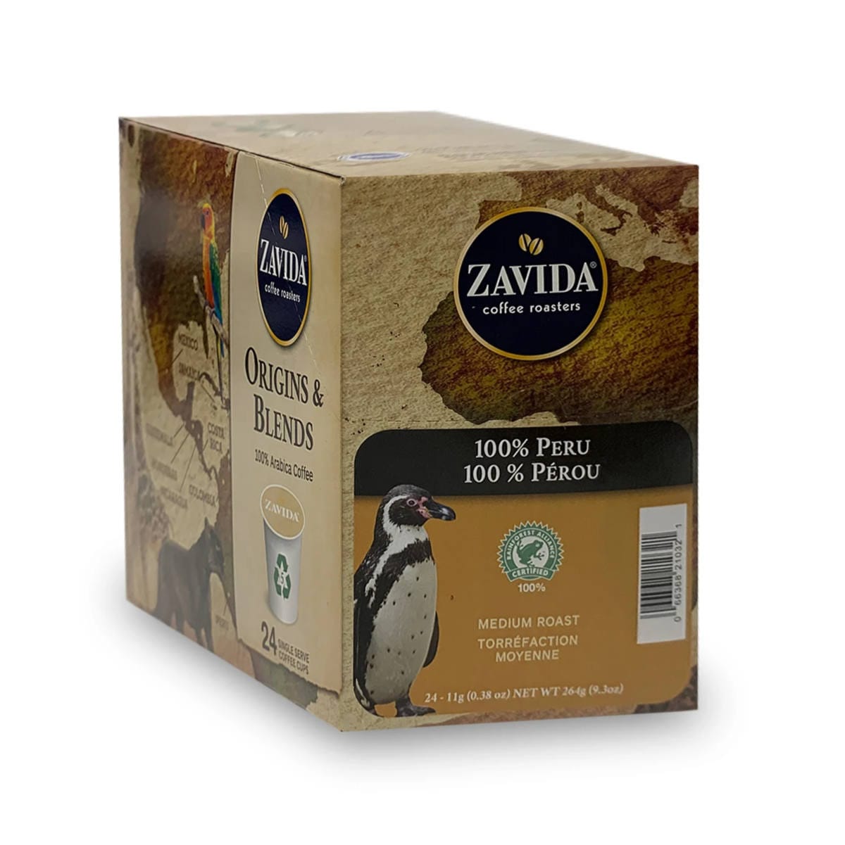 Zavida 100% Peru Single-Serve Coffee Pods (Box of 24) K-Cups Zavida