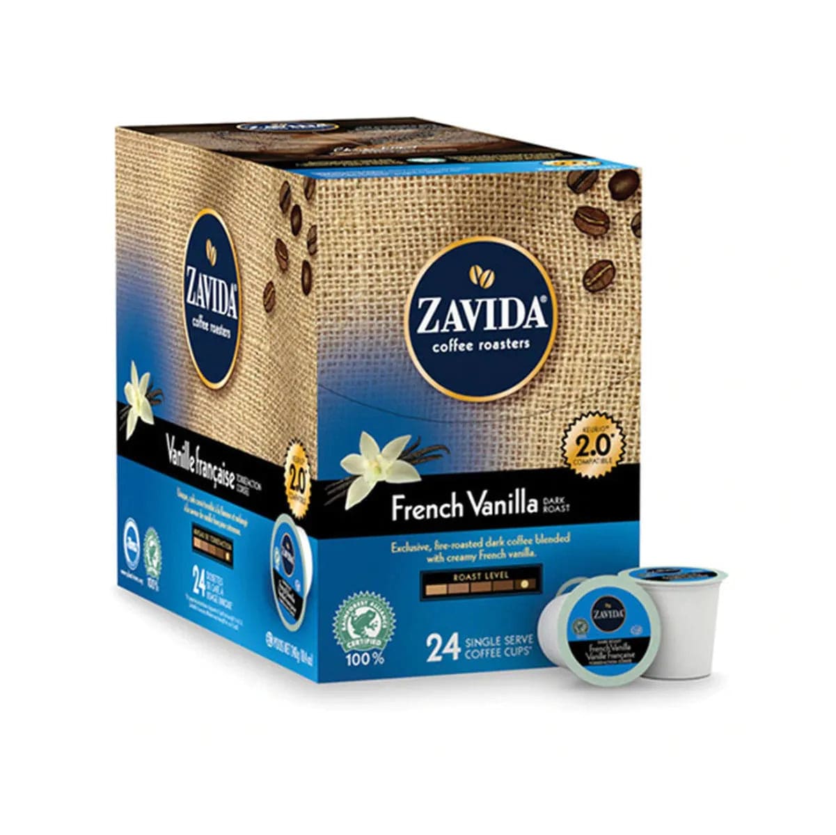 Zavida French Vanilla Dark Roast Single-Serve Coffee Pods (Case of 96) K-Cups Zavida