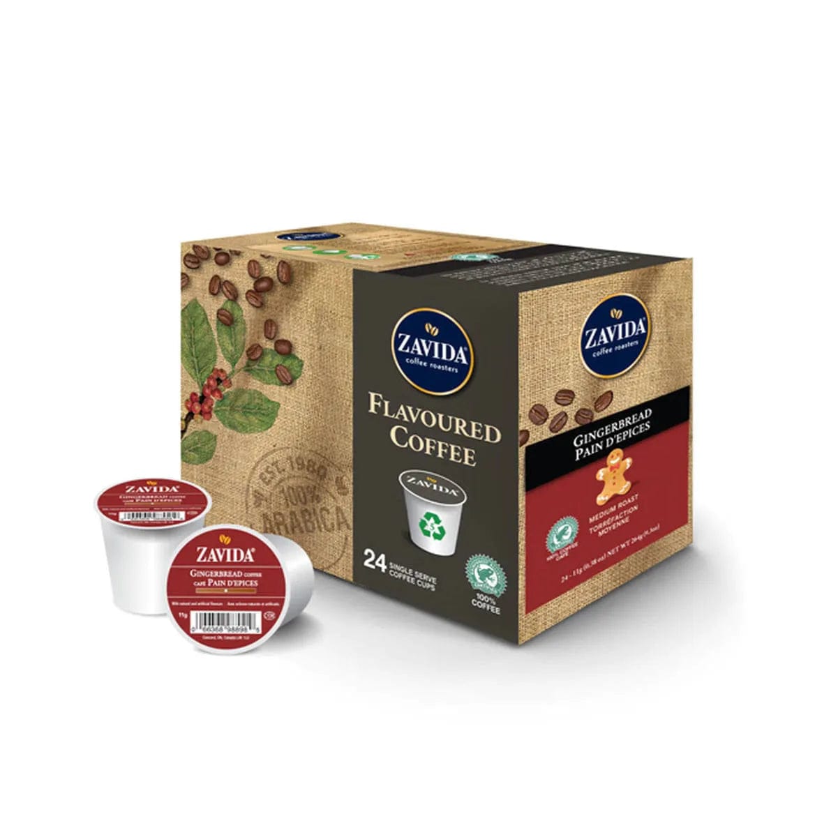 Zavida Gingerbread Single-Serve Coffee Pods (Case of 96) K-Cups Zavida