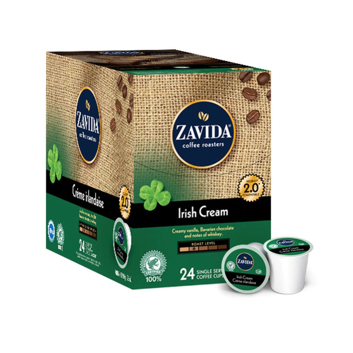 Zavida Irish Cream Single-Serve Coffee Pods (Case of 96) K-Cups Zavida
