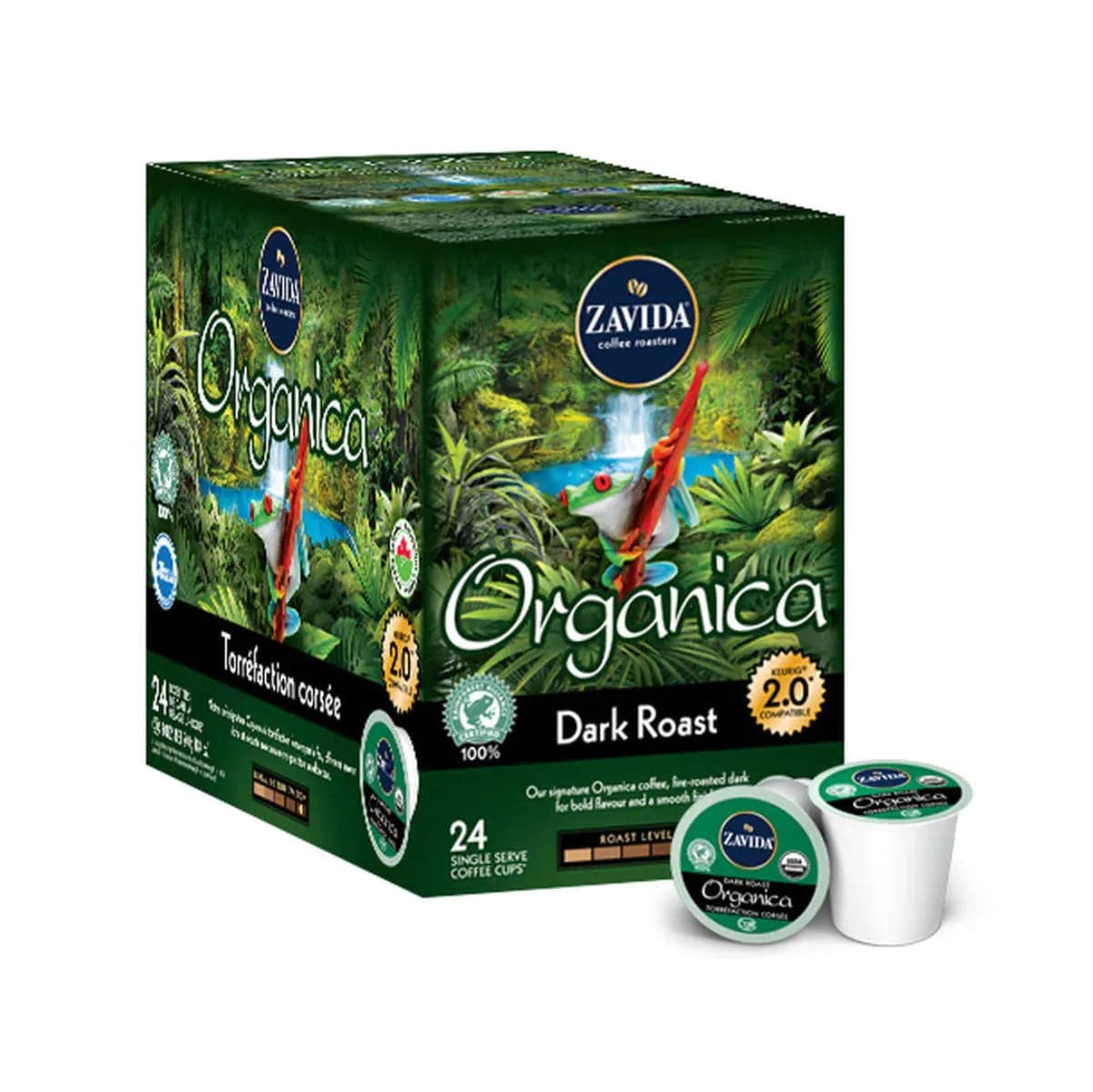 Zavida Organica Dark Single-Serve Coffee Pods (Box of 24) K-Cups Zavida