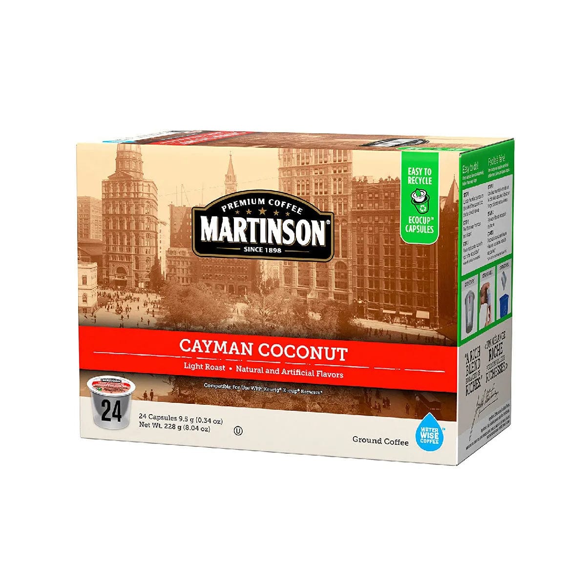 Martinson Coffee Cayman Coconut Single Serve Pods (Box of 24) K-Cups Martinson