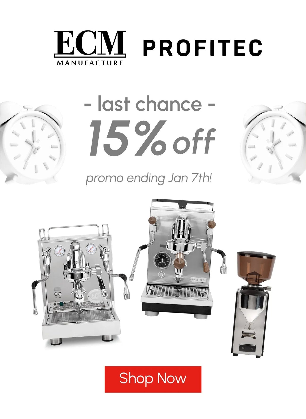 Save at least 15% off on ECM Profitec!